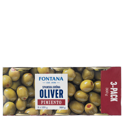 FONTANA Gröna Oliver Pimiento 3-Pack 360 g