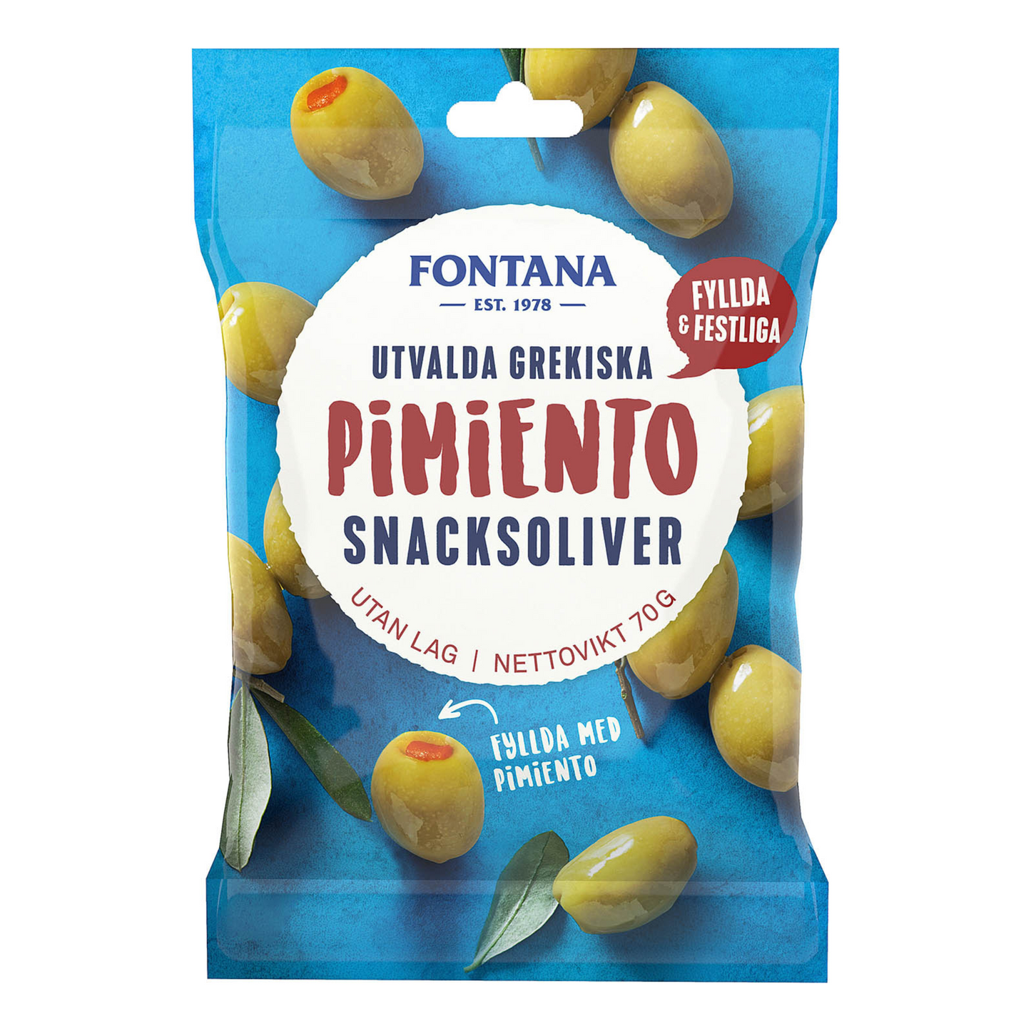 FONTANA Grekiska Snacksoliver Pimiento 70g