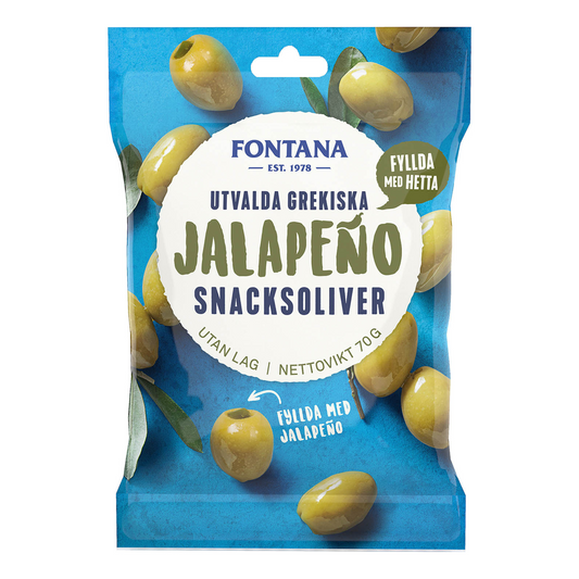 FONTANA Grekiska Snacksoliver Jalapeno 70g