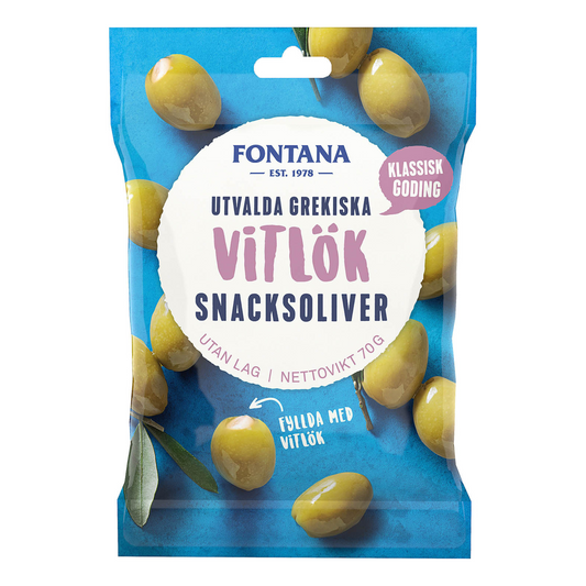 FONTANA Grekiska Snacksoliver Vitlök 70g