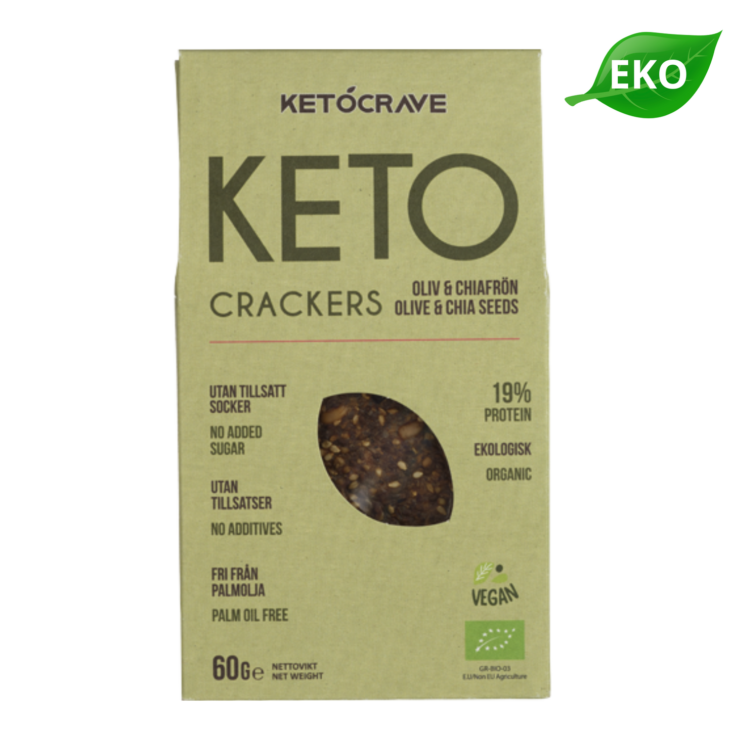 KETOCRAVE Ekologiska Ketocrackers Oliv 60 g