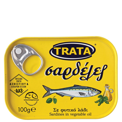 TRATA Grekiska Sardiner i Vegetabilisk Olja 100 g